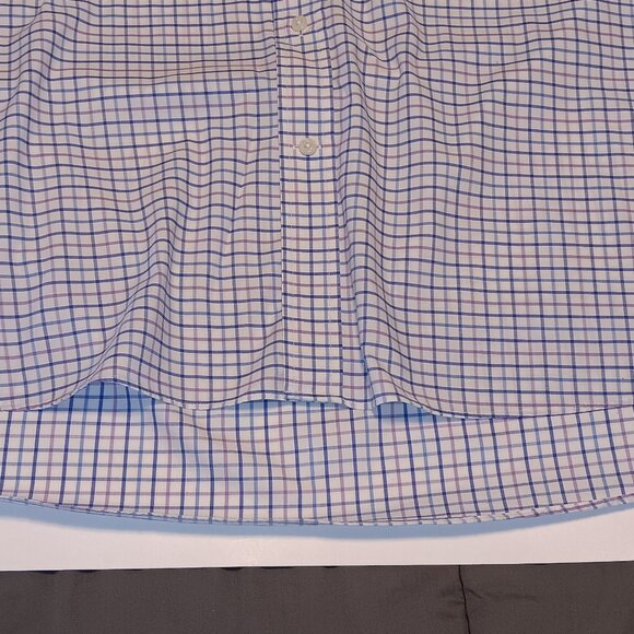 Ralph Lauren Mens Tall Fit 22- 36/37 Blue White Plaid Check Button Down LS Shirt - Picture 4 of 10